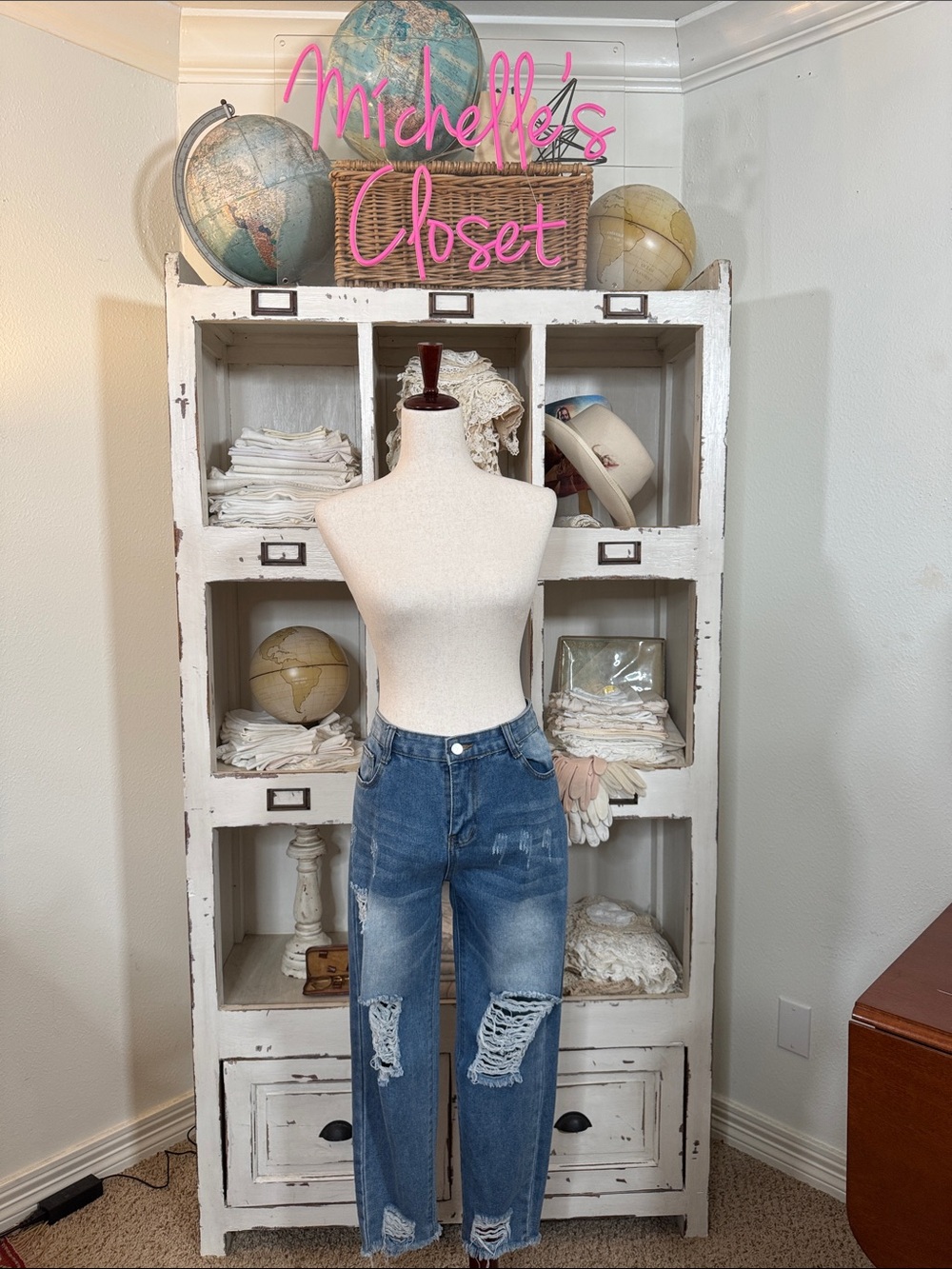 High-Rise Distressed Blue Women’s Jeans